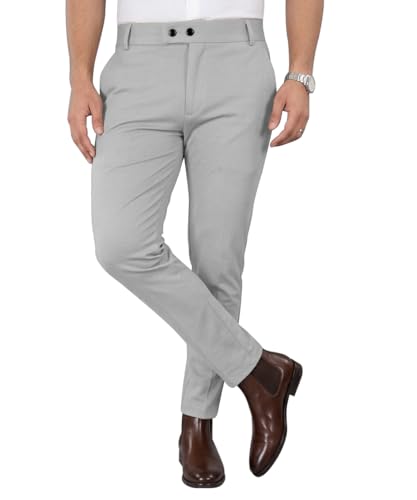 Image of Mehrang Men's Stretchable Stretchable Formal Pant Trousers | Stylish Slim Fit Men's Wear Trousers for Office or Party | Polycotton Knitted Fabric