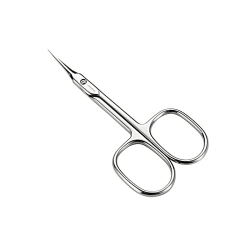 JARVISTAR Tijeras para cutículas con afilado extrafino en acero templado Tijeras de manicura con superficie de corte curvada Tijeras de uñas para restos de cutículas, cejas, pestañas, 9,3 cm