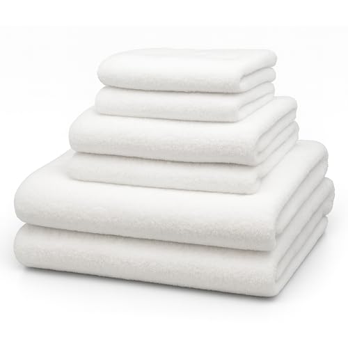 Toallas de ducha blancas OVENTE de microfibra absorbente en pack de 6 unidades 2
