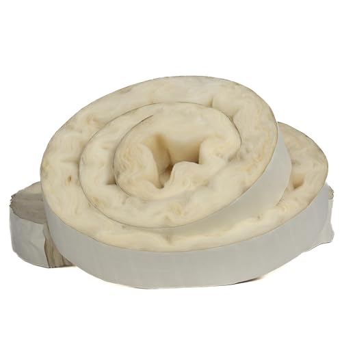 Image of Rutland Fireplace Insert Insulation Fiberglass Strip, Self-Adhesive 1-1 /2 inch x 10' Roll, White-Yellow High Temperature Fiberglass Gasketing for Sealing Insert Flange & Masonry Walls