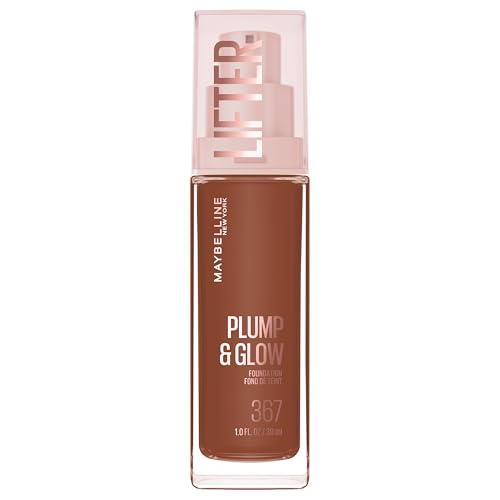 Image of Maybelline Lifter Plump & Glow Foundation, Liquid Foundation with 2% Niacinamide + Hyaluronic Acid, Plumping and Brightening Face Makeup, 367, 1 Count