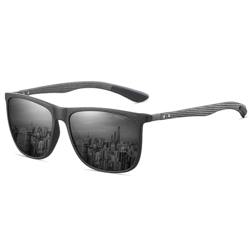 Image of HAOLOTA Polarized Sunglasses for Men Ultralight Carbon Fiber Temple,Square Sunglasses UV400 Protection for Driving /Golf