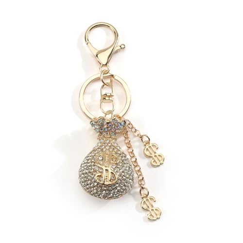 MUCOOS Money Bag Keychain Dollar Symbol Keychain Crystal Bag Charm