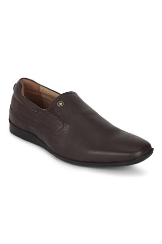 Image of Louis Philippe Men Premium Leather Breathable Lining Material Anti Slip Flat Heel TPR Sole Formal Slip-on Shoes