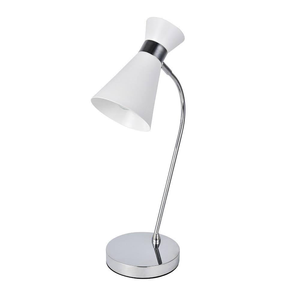 Levitantes Sobremesa orientable 48x24x15 cm en blanco y cromo, ideal para iluminación de mesas y espacios pequeños.