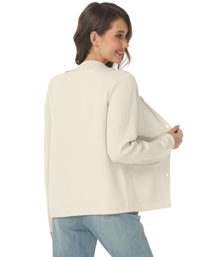 Women's Long Sleeve Sweater Blazer Notched Collar Casual Business Jacket Coat with Pockets for Work Office 2024 Fall Outwear4