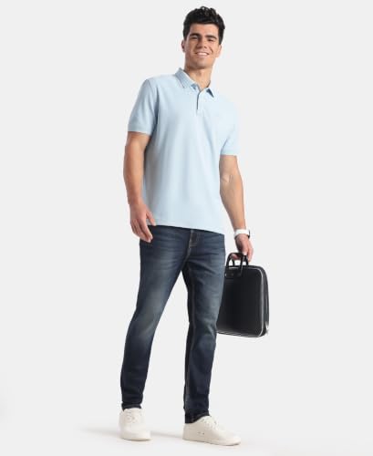 Image of Jockey AM38 Men Microfiber Fabric Solid Half Sleeve Polo T-Shirt with StayDry & StayFresh Technology