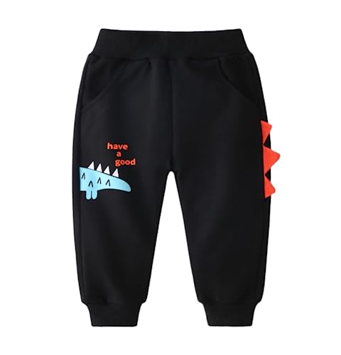 Meufam Toddler Boys Dinosaur Active Jogger Pants Kids Cartoon Sweatpants Casual Lounging Bottoms with Pockets