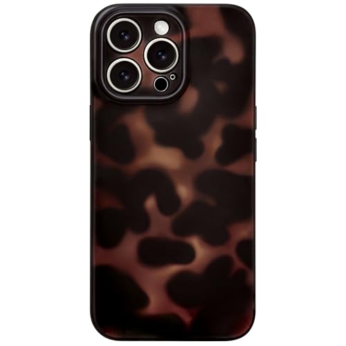 Hython for iPhone 12 Pro Max Case Cute Matte Amber Leopard Print Cheetah Pattern Tortoise Shell Phone Cases Women Men, Slim Anti-Scratch Soft TPU Bumper Shockproof Rubber Protective Cover, Brown Amber