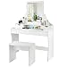 COSTWAY Schminktisch weiß, Make-up Tisch mit Spiegel und Hocker, Frisierkommode Holz, Frisiertisch mit 3 Schubladen