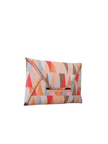 Image of QWINEE Women's Geometric Pattern Envelop Bags Clutch Bag Metal Decor Wristlet Handbags Lady Purse Multicolor One-Size