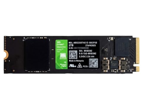 Image of WD Green SN3000 2TB NVMe SSD, M.2 2280 PCIe Gen4 x4, M-Key (OEM New) | Up to 5000MB /s, Fast Boot, Reliable High Performance, Internal Solid State Drive for Laptop, Desktop, Gaming PC, WDS200T461E