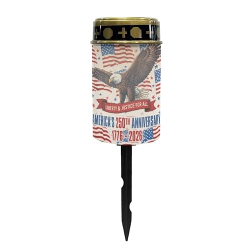 Image of Solar Memorial Light - Patriotic Flameless Candle with American Flag Bald Eagle Print, for Independence Day, Veterans Day, National Cemetery Decor