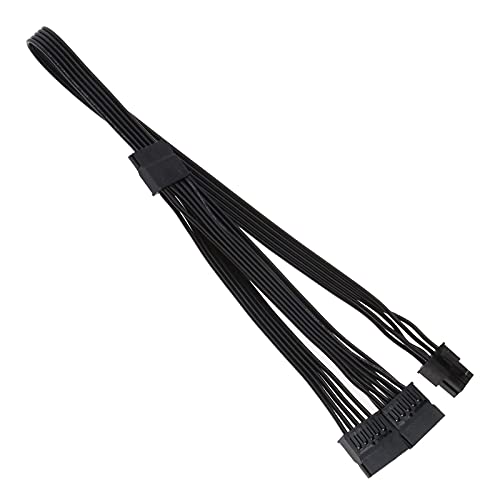 Micro Traders 6-pin Male to 3X 15-pin Female SATA Hard Drive Interface Adapter Power Supply Cable 1007 18AWG Compatible with Corsair Modular PSUs
