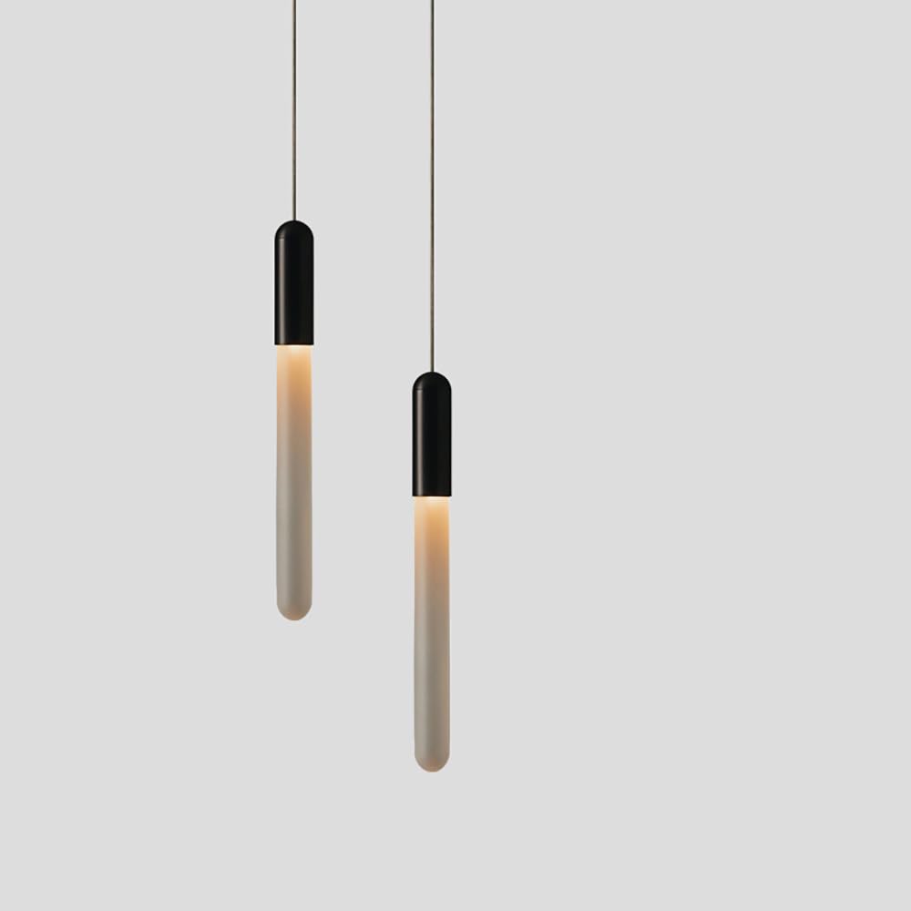 Grand lustre haut plafond : suspension moderne noire à 2 bulles de cristal