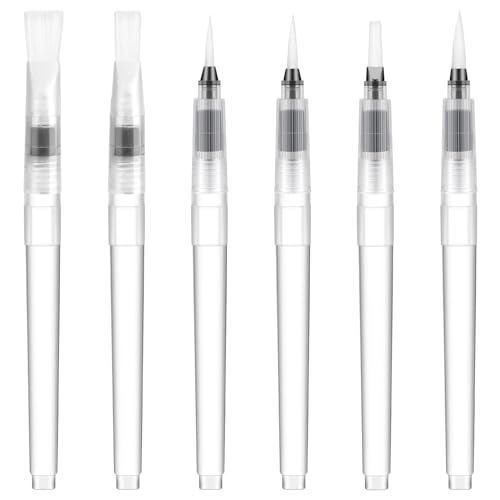 6 Pcs Envelope Moistener Letter Sealer Envelopes Sealer Pencil Style Envelope Moistener, Stamp Moistener with Nylon Brush Head Stamp Mailing Envelope Licker for Office Classroom, Clear