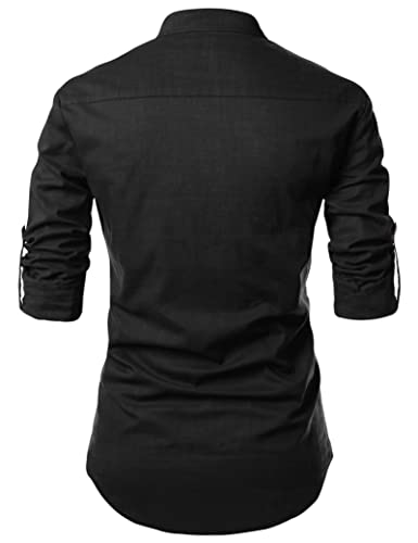 Image of Zombom Men's Solid Cotton Polyester Blend Casual Regular Fit Mandarin /Chinese Collor Full Sleeve Kurta Shirt for Men