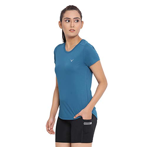 Image of Invincible Women's Trending Fashion Athleisure Open Back Top (Teal, Small)
