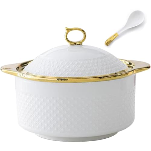 Soupière en céramique blanche et sa louche pour le service en cuisine