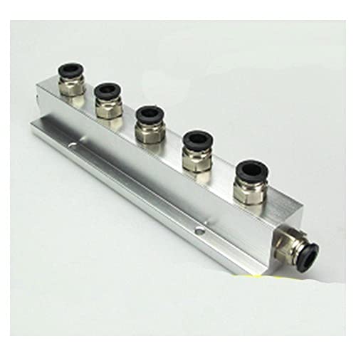 Push Fit 8mm 5 Way Solid Aluminum T-Shape Air Manifold Block Splitter