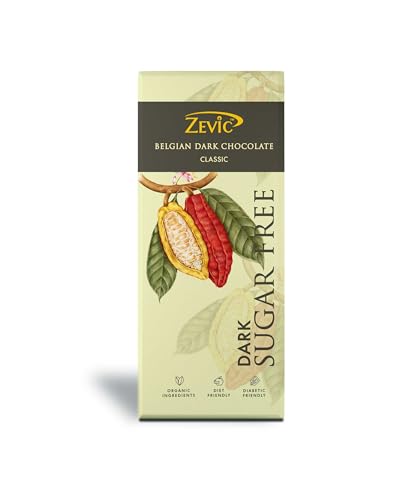 Image of ZEVIC Sugar Free Dark Chocolates Pack | Organic Belgian Chocolates Bar Combo | Vegan & Healthy Diet Friendly Chocolates | Belgian Roasted Almond, Coffee Beans, Jaggery, Classic & Fruit and Nuts Chocolates Combo Pack, 40g Each - (Pack of 5)
