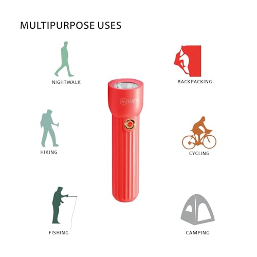 Image of Mr.Light Rechargeable LED Torch Light, USB Type-C Charging, 3 Modes (High /Low /Strobe), Up to 20 Hours Backup, Mini Lightweight Pocket Flashlight for Home, Camping, Hiking & Work (Orange)