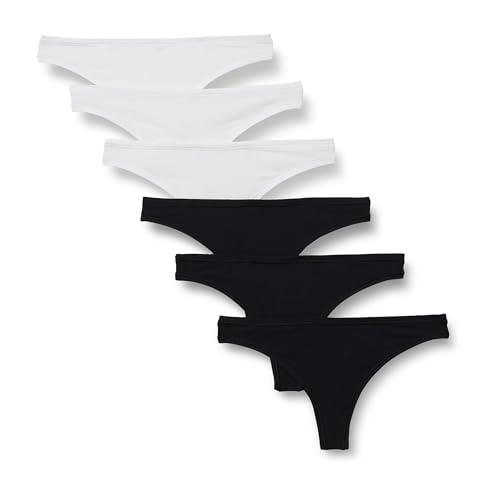 Amazon Essentials Peached Microfiber Thong für Damen, Schwarz/Weiß, Größe S