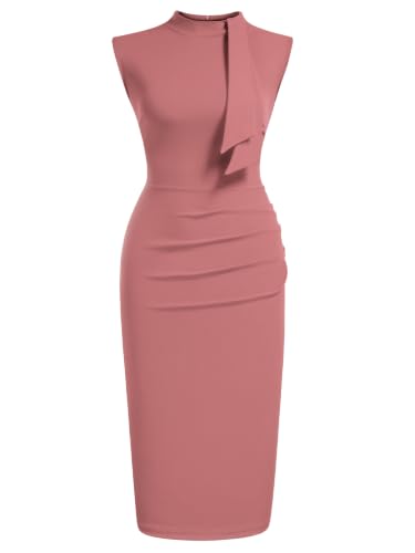 Image of Miusol Women's Retro 1950s Style Half Collar Ruffle Cocktail Pencil Dress