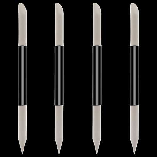 MUKLEI 4 Pieces Glass Cuticle Pusher, Double Sided Crystal Glass Nail Files, Non-Porous Glass Cuticle Remover Nail File Tool for Precision Nails and Cuticles Care, Clear