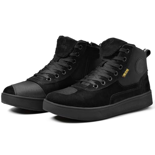 RIDEIRON Chaussure Moto Homme Femme Conforme CE Bottes Moto, Semelles épaisses Renforcées Antidérapantes,Imperméables Respirantes avec Soutien de la...