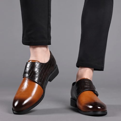 Men's Slip on Pointed Toe Oxford Shoes Classic Double Buckle Genuine Leather Shoes All-Match Office Formal Loafers2