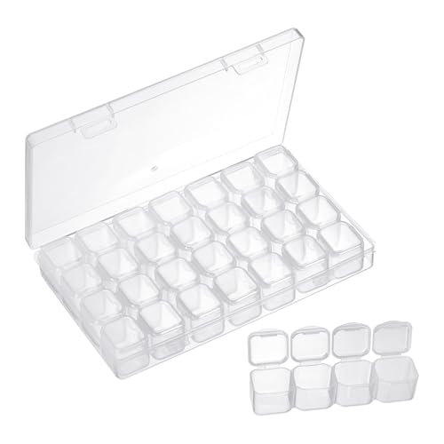 HARFINGTON Bead Organizer Box Diamond Art Containers 2pcs Rectangular Plastic Storage Case 56pcs Mini Clear Bead Storage Containers Boxes for Jewelry Beading Crafts