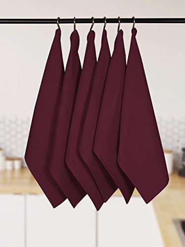 Native Fab Cotton Kitchen Towel With Hanging Loop 16X26 Inches, 6-Pack, Waffle Weave Kitchen Towels For Cleaning Drying, Washcloths Soft & Absorbent Cloth Rags, Bar Towel, Dish Cloth, Burgundy Wine #TOP2