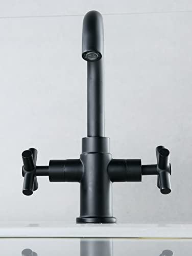 Duttao Df-1265Cch-Mt 2 Handle Single Hole Bathroom Sink Faucet, Solid Brass And Copper Construction, Certify To Comply With Upc, Ipc, Nsf61-9, Ab1953, Low Lead, Watersense Certified，Matte Black Finish #TOP4