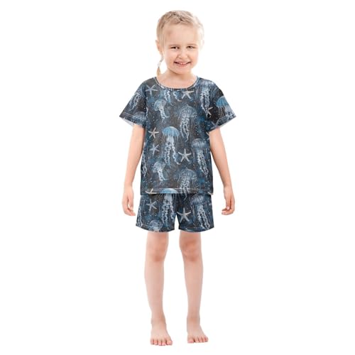 ALAZA Vintage Jellyfish Starfish Pajama Set Short Sleeve Sleepwear Soft Lounge Nightwear3
