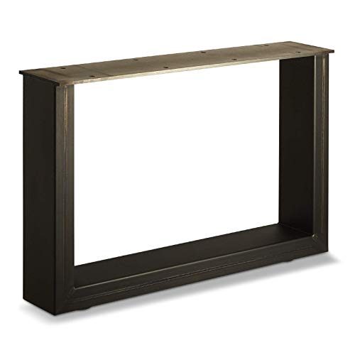 SOTECH Design Tischgestell KUFE 400 x 600 mm Rohstahl Industrial/Vintage Look natur lackiert bis 250 Kg Belastbarkeit höhenverstellbar Tischunterbau Tischunterbaugestell