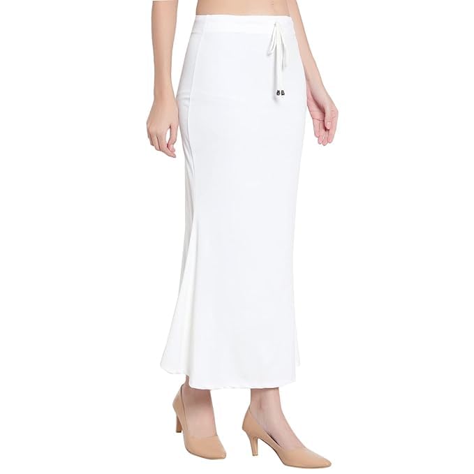 Image of Saree Shapewear Petticoat for Women Cotton Blended Lycra Shaper Petticoat with Elastic & Lace (Drawstring) Long Under Skirt Fishcut Wrinkle Free Shapewear