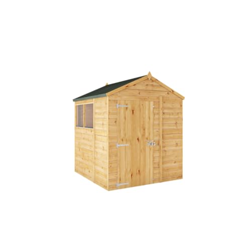WALTONS | 6ft x 6ft Premium Shiplap Apex | Modular Wooden Garden Storage Shed | 6x6 | 1.8m x 1.8m | Tongue and Groove | Felt Included | Glass or Styrene Glazing (Glass Glazing)