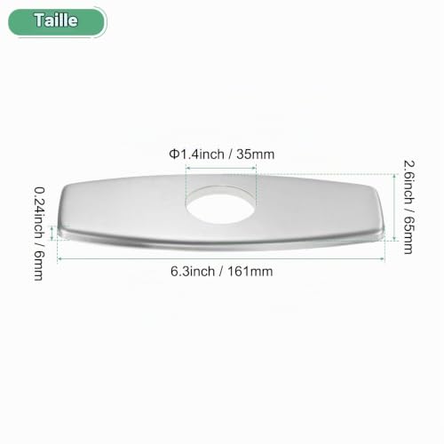 M METERXITY Plaque De Robinet 6" 304 Acier Inoxydable Argent Brossé – vue 3