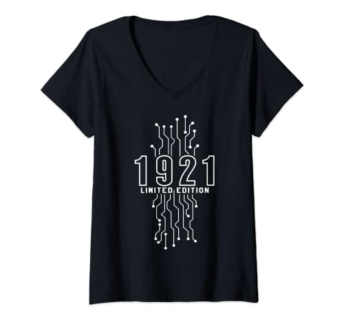 Mujer Cumpleaños 1921 Edición limitada Regalo Usado Gaming Vintage Camiseta Cuello V