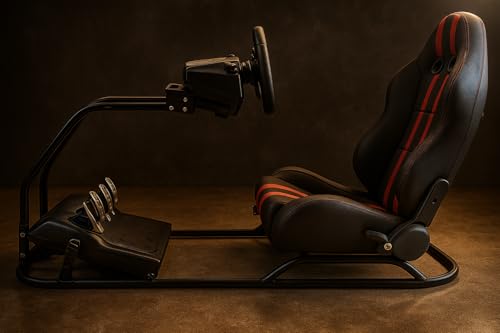Image of Sim Racing,Racing Simulator Cockpit, Adjustable Gaming Chair with Pedal and Steering Mount, Red and Black,Gaming Simulator