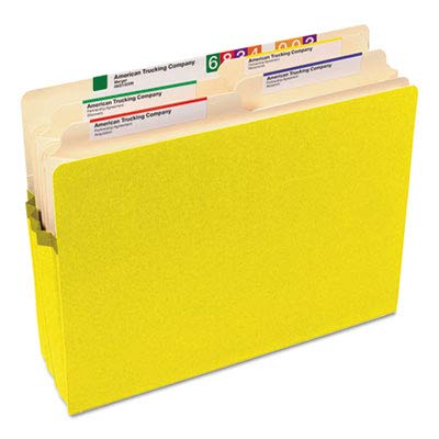 Smead Products - Smead - 5 1/4" Expansion Colored File Pocket, Straight Tab, Letter, Yellow - Sold As 1 Each - 6 1/2" High Gussets Reinforced At Top With Tyvek Strip. - Back Of Pocket Lined With Manila For Additional Strength And Identification Of Subject. - Fold Down Front. - Bottom And Sides Fully Enclosed Keeping Contents Secure. - #TOP2