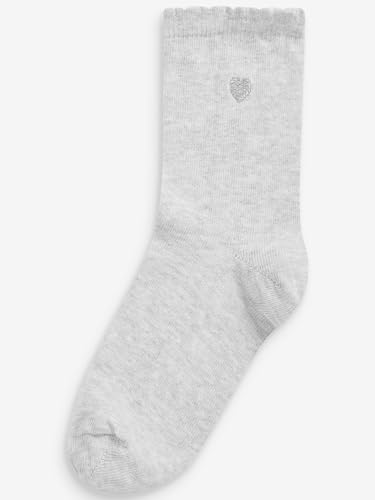 NEXT Mädchen Socken mit Baumwolle und Herzstickerei, 7er-Pack Mehrfach 31