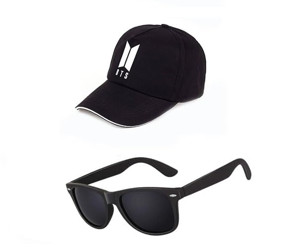 RYTORIA Embroidered Self Design Cap with Stylish Sunglasses Combo for Boys & Girls – Adjustable Fashion Cap & Trendy Sunglasses Set-image-26