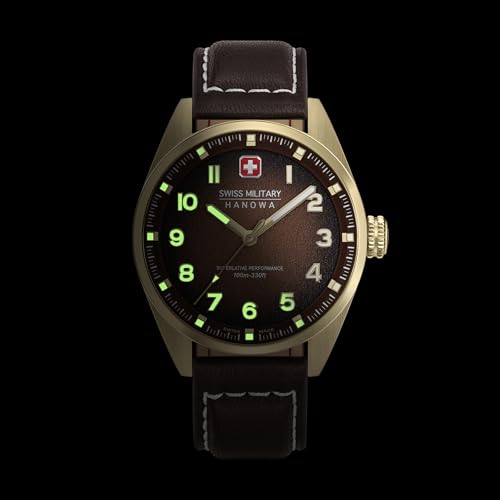 Image of Swiss Military Hanowa SMWGA0001550 Airman First Class - Swiss Made Round Olive Watch for Men