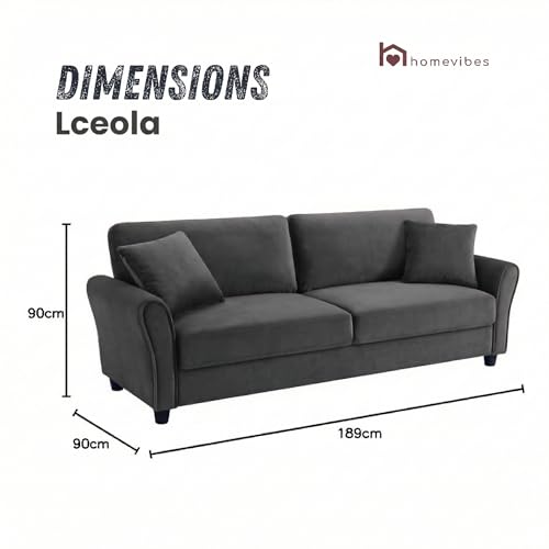 Image of 3 Seater Lceola Premium Fabric Sofa |Stylish And Comfortable Living Room Furniture| Heavy Quality Sofa And Builtin| Throne Of Comfort,Darkgrey