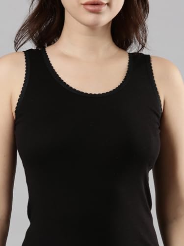 Image of Femmora Body Hugging Camisole, Solid, Soft and Comfortable Cotton Fabric with Scallop lace and Broad Shoulder, for Women,Pack of 1