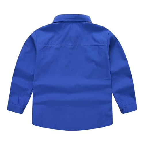 Boys Long Sleeve Solid Color Shirts Classic Collared Button Cotton Trendy Shirts Tops Fall Clothes with Chest Pocket2