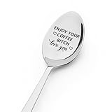ShiQiao Spl Best Friend Spoon for Women Girls: Enjoy Your Coffee Tea Lovers Spoon Gifts - Silver, 1 Piece, Stainless Steel, Custom, 7.5 inches