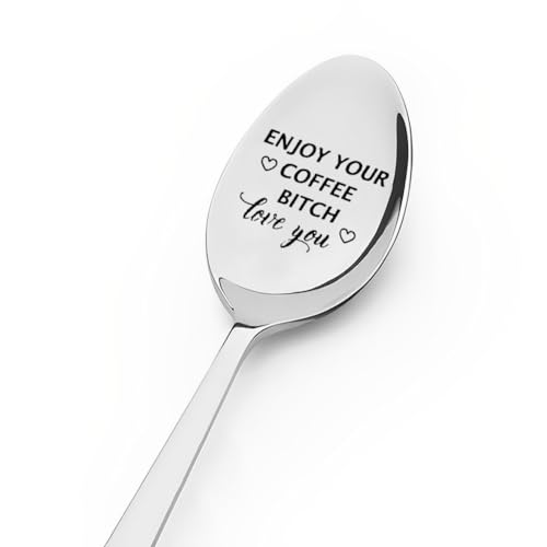 ShiQiao Spl Best Friend Spoon for Women Girls: Enjoy Your Coffee Tea Lovers Spoon Gifts - Silver, 1 Piece, Stainless Steel, Custom, 7.5 inches